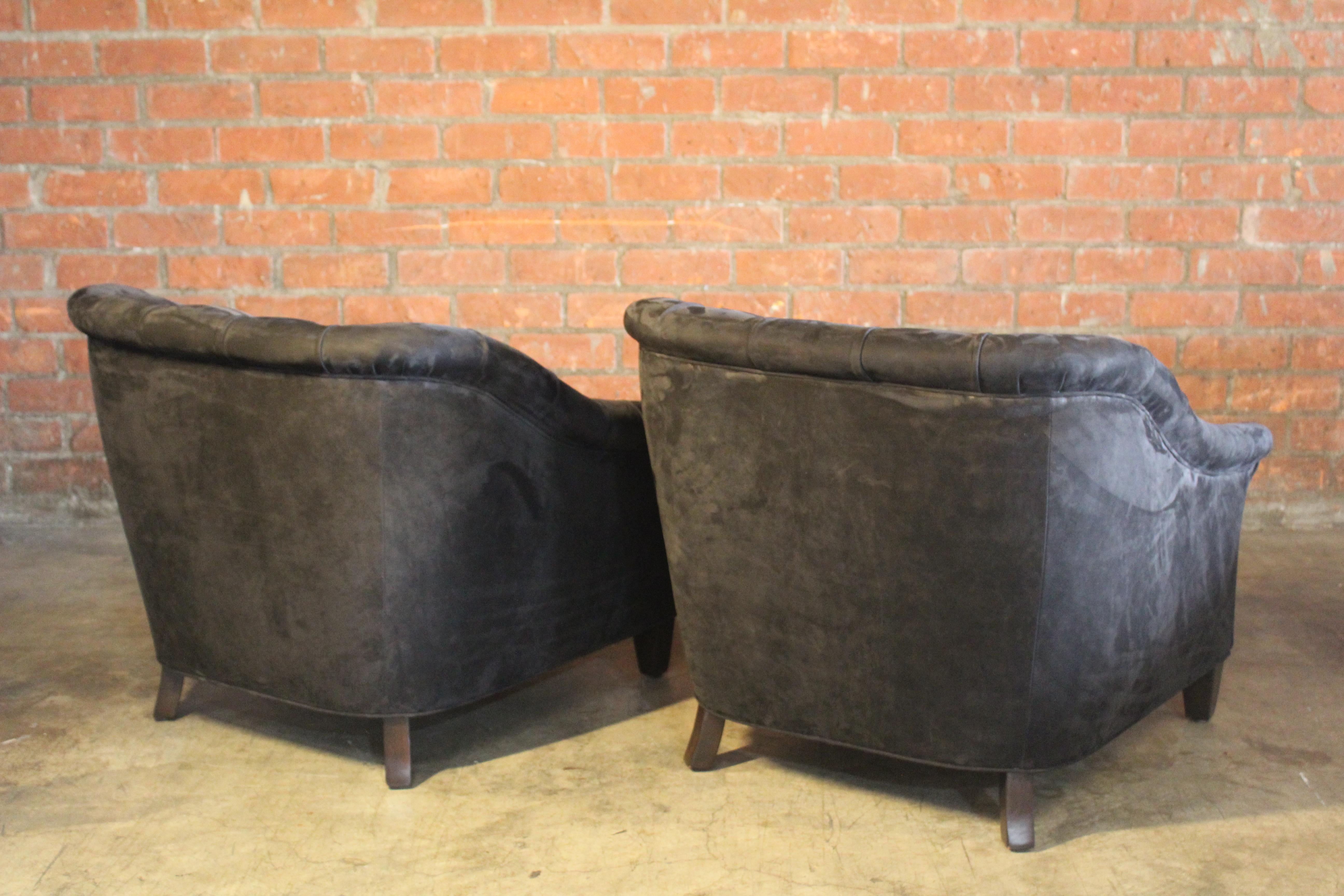 Pair of Tufted Leather Club Chairs, France, 1960s For Sale 8