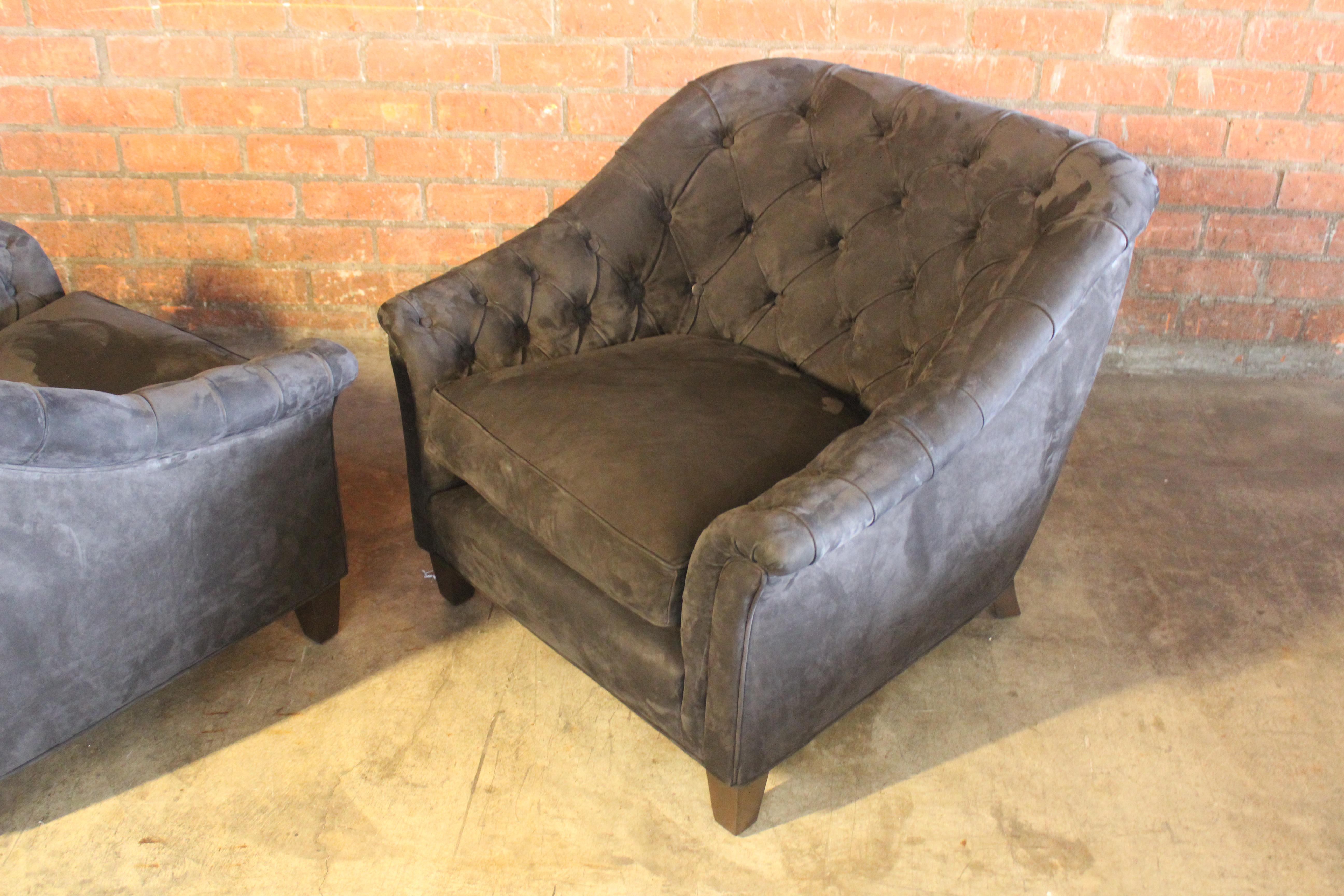 Pair of Tufted Leather Club Chairs, France, 1960s For Sale 9