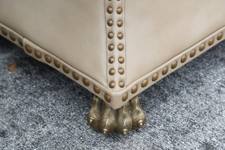 Pair of Tufted Leather Ottomans For Sale at 1stDibs