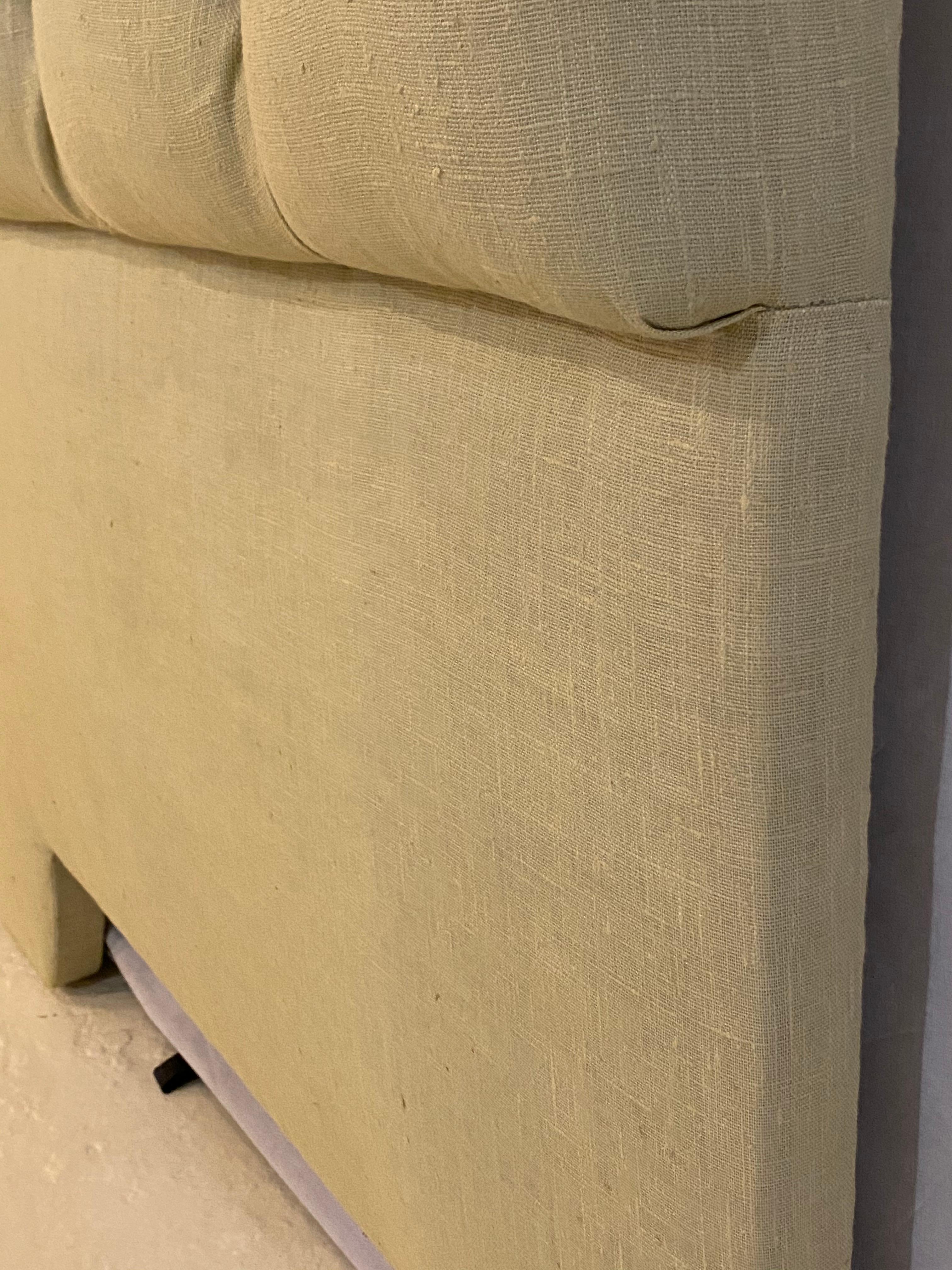 Pair of Tufted Linen Twin Headboards 1