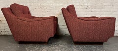 Pair of Tufted Mid-Century Lounge Chairs Newly Reupholstered