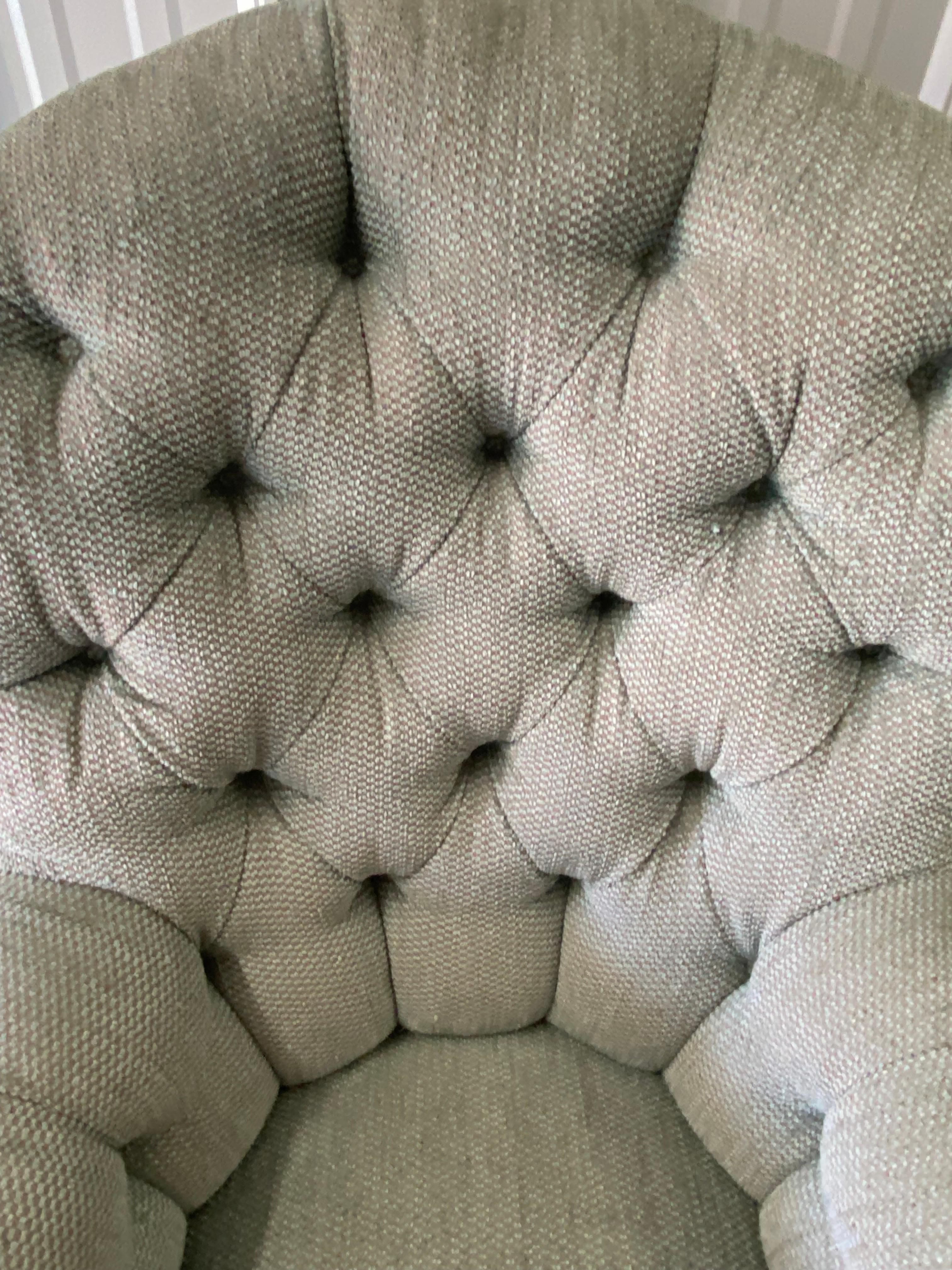 Pair of Tufted Rounded Back Armchairs Custom-Made by David Easton For Sale 5