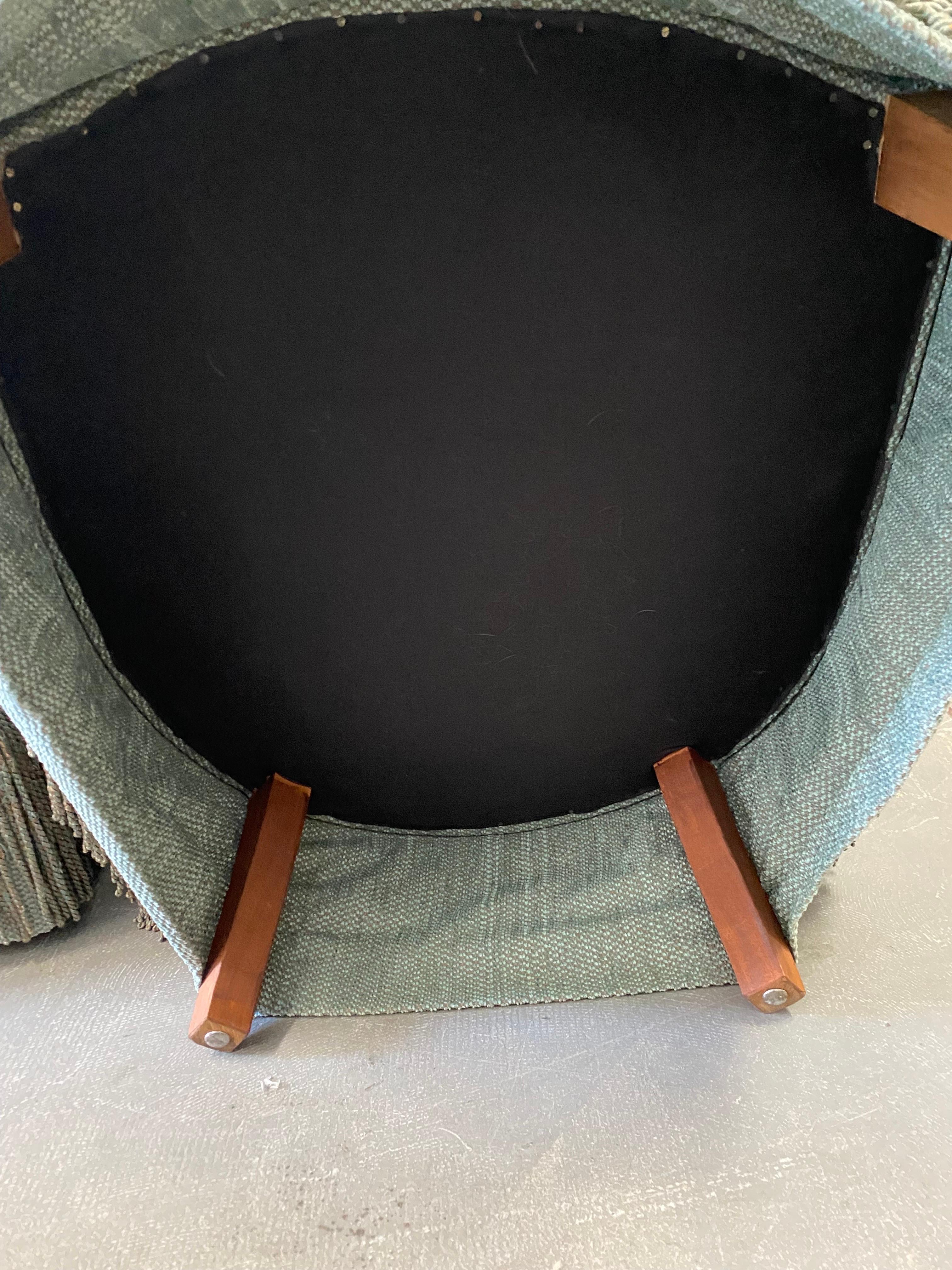 Pair of Tufted Rounded Back Armchairs Custom-Made by David Easton For Sale 8