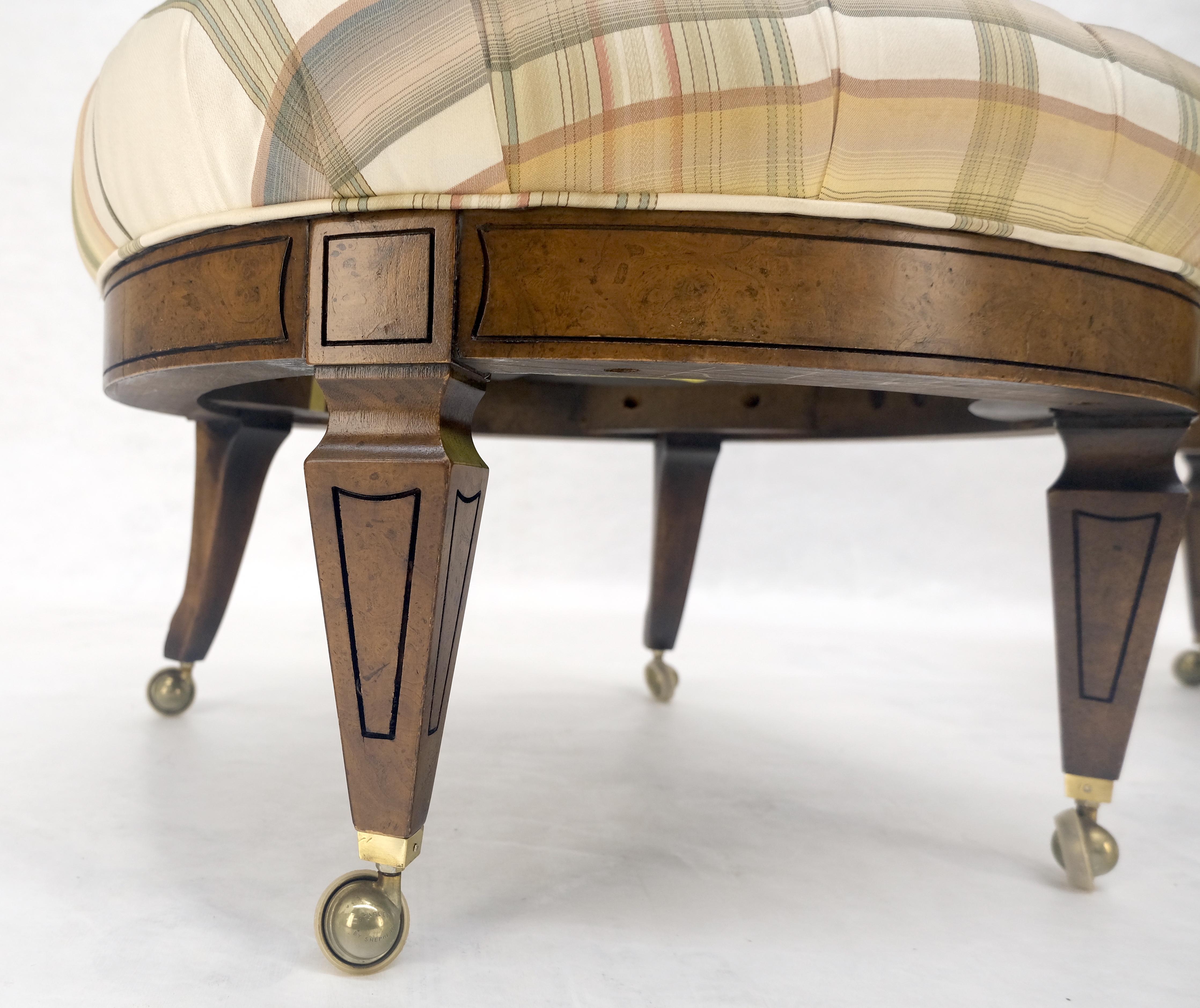 Paar von getufteten Sitzen Burl Wood Back Oval Sitze Slipper Stühle auf Katern MINT im Angebot 6