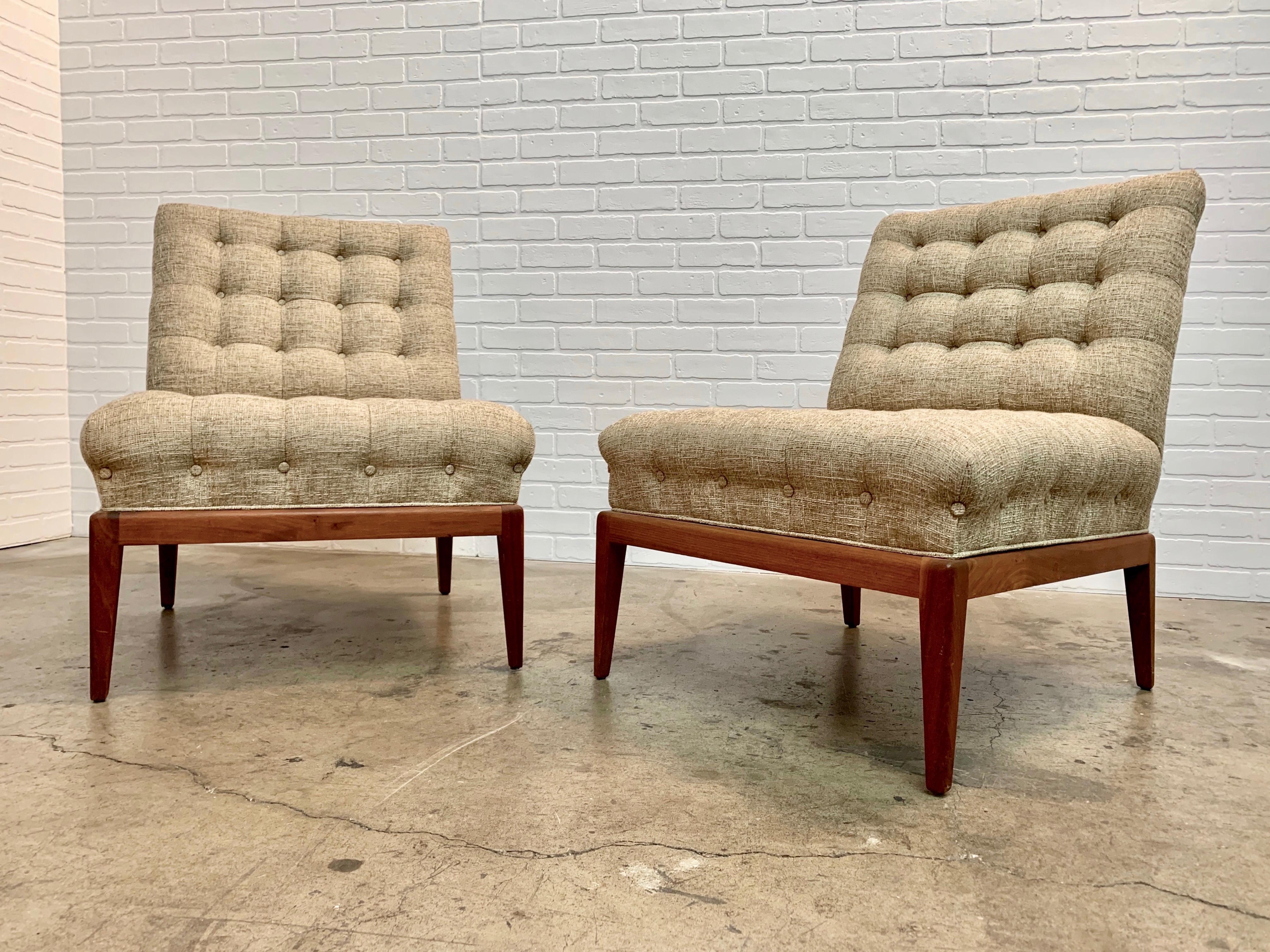 Pair of Tufted Slipper Chairs by Kipp Stewart In Good Condition In Denton, TX