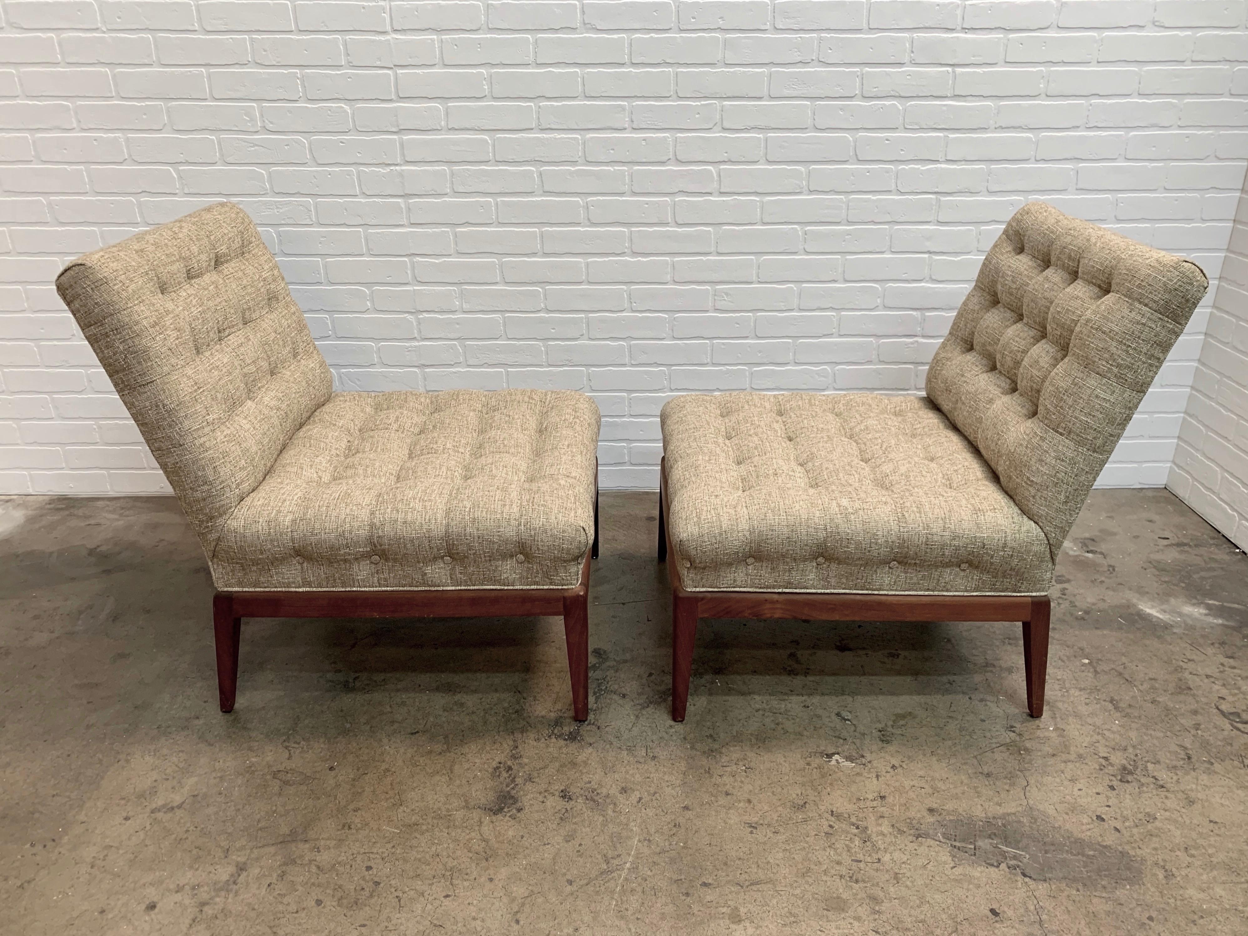 Pair of Tufted Slipper Chairs by Kipp Stewart 1