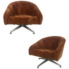 Pair of Tufted Swivel Chairs by Ward Bennet for Lehigh Leopold
