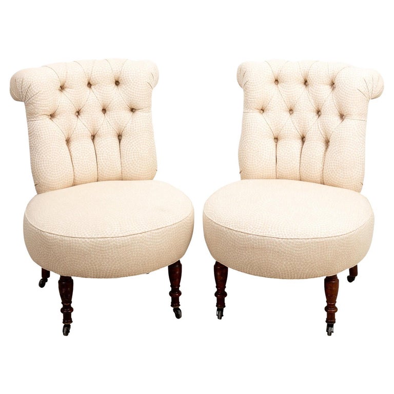 Pair of Tufted Victorian Chairs For Sale at 1stDibs