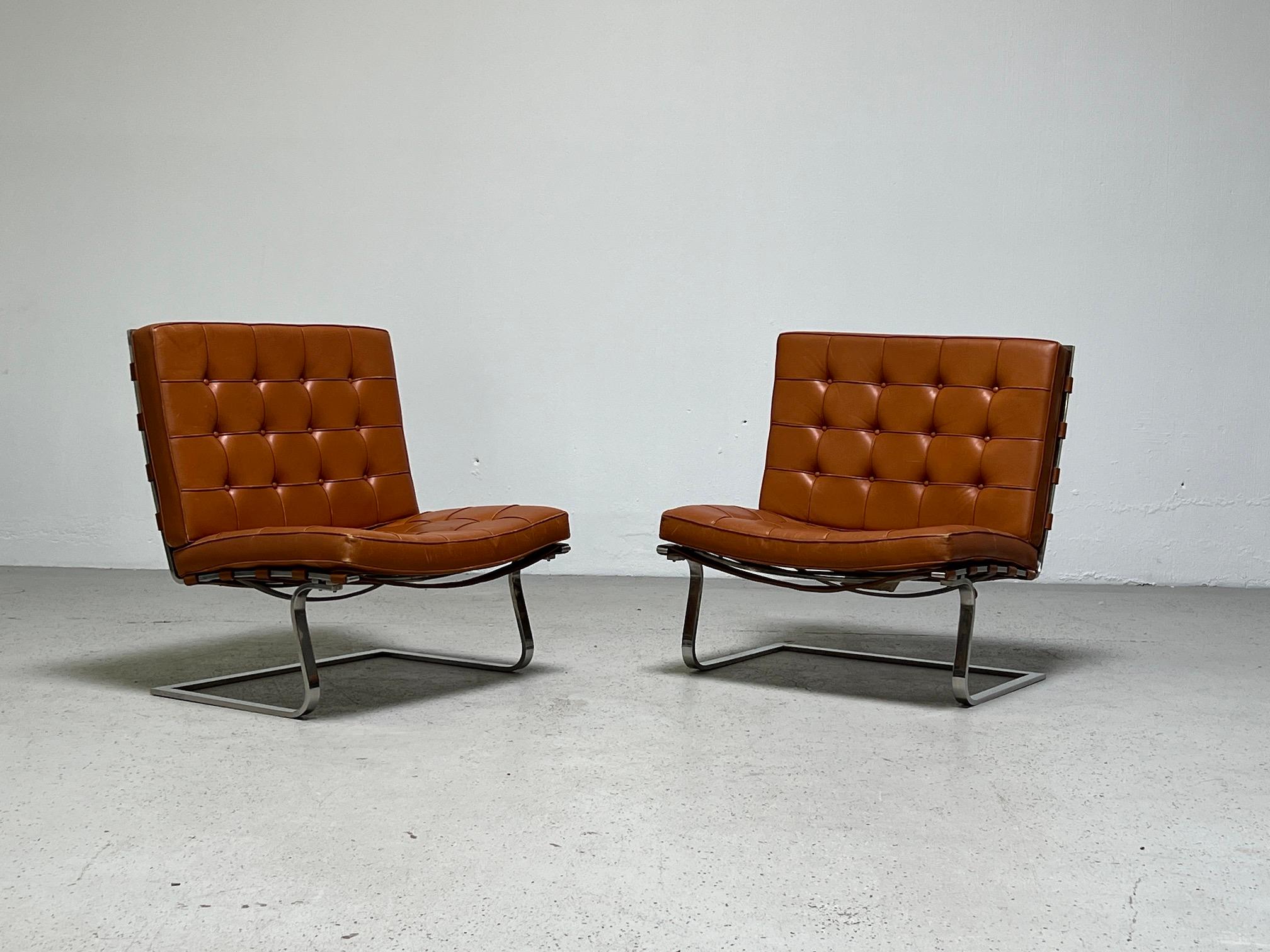 Leather Pair of Tugendhat Chairs by Mies van der Rohe for Knoll