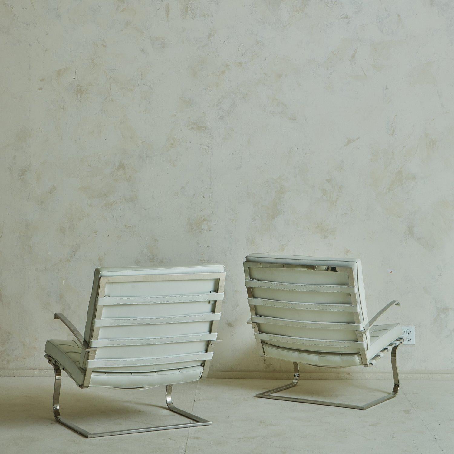 Paar Tugendhat-Stühle aus weißem Leder von Mies Van Der Rohe, 1929 (Moderne der Mitte des Jahrhunderts) im Angebot