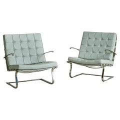 Pair of Tugendhat Chairs in White Leather by Mies Van Der Rohe, 1929