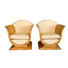 Pair of Tulip Armchairs in Art Deco Style of French Origin of 1925 Maple Wood