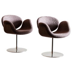 Pair of Tulip Chairs by Pierre Paulin in Alpaca Boucle