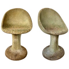 Pair of Tulip Concrete Chairs