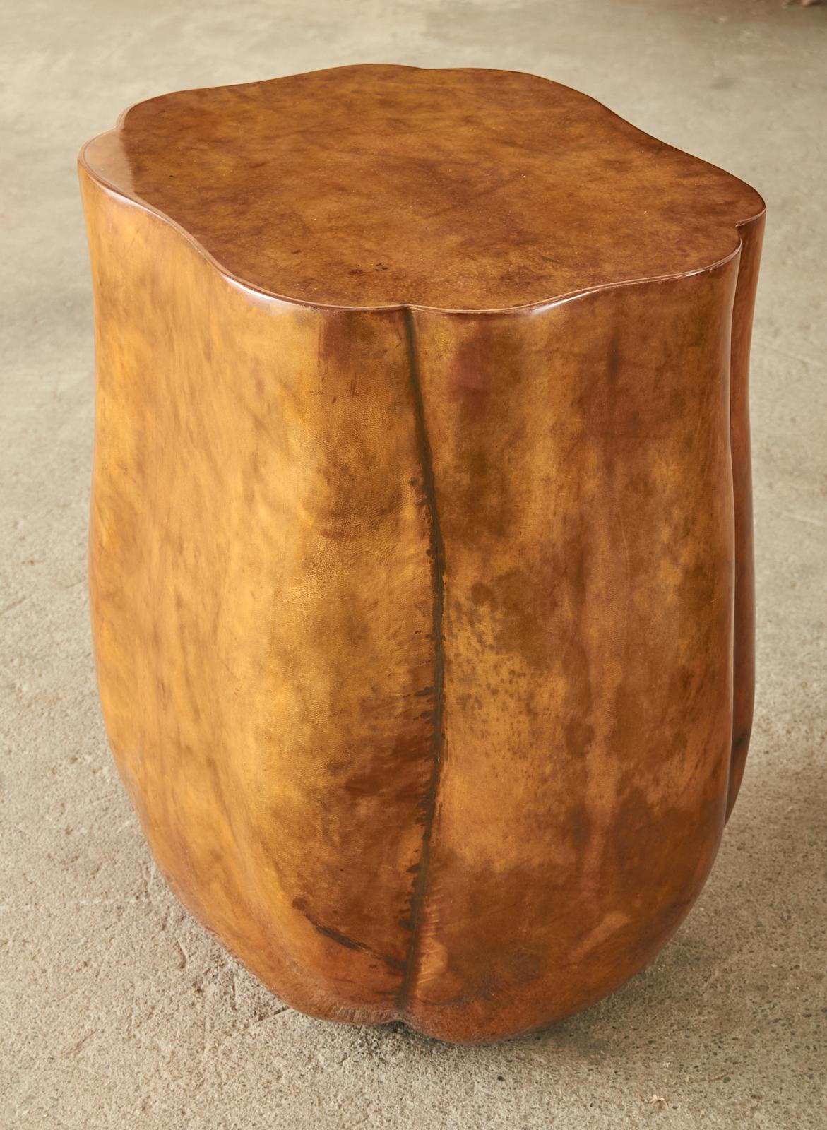 20th Century Pair of Tulip Form Goatskin Side Tables or End Tables