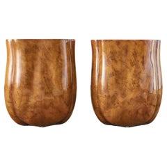 Pair of Tulip Form Goatskin Side Tables or End Tables