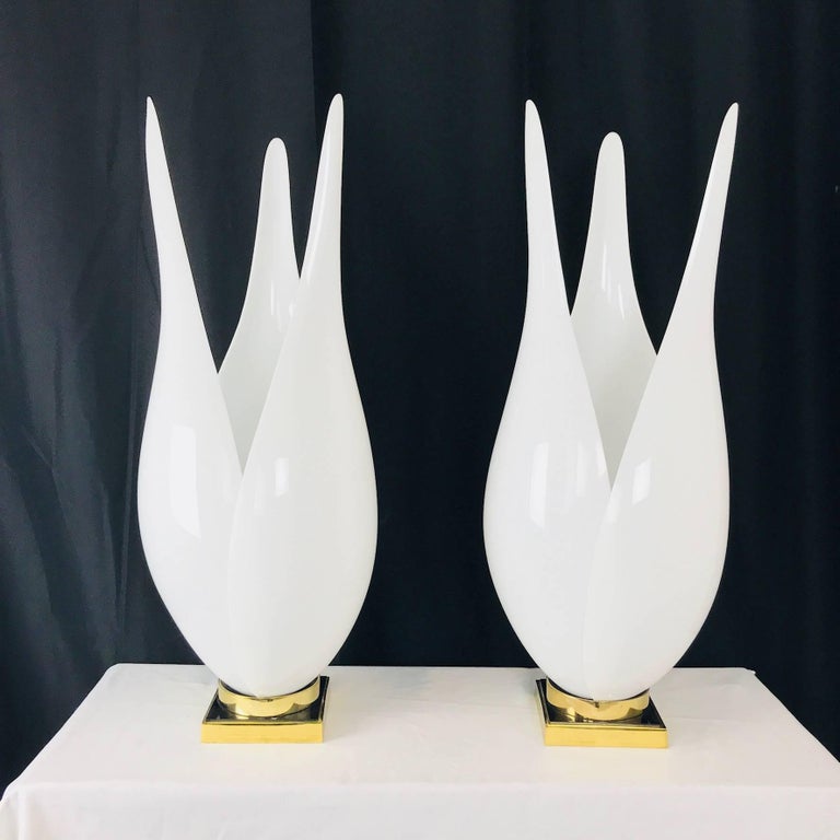 Pair of Tulip Lamps by Rougier at 1stDibs