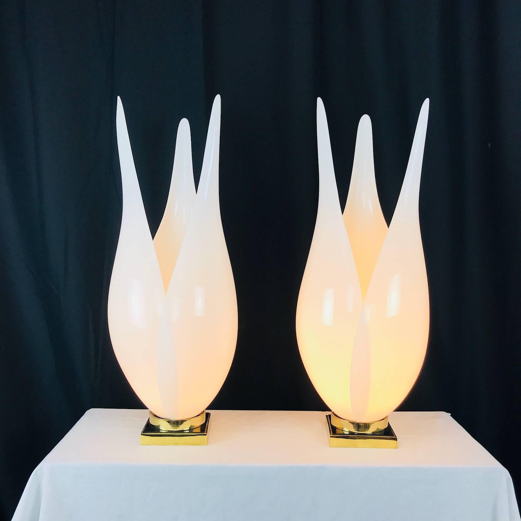 Mid-Century Modern Pair of Tulip Lamps by Rougier