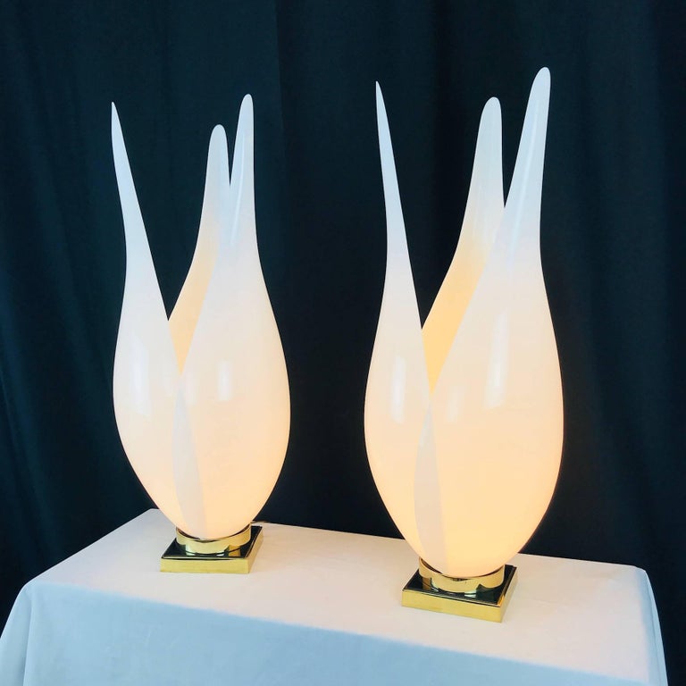 Pair of Tulip Lamps by Rougier at 1stDibs