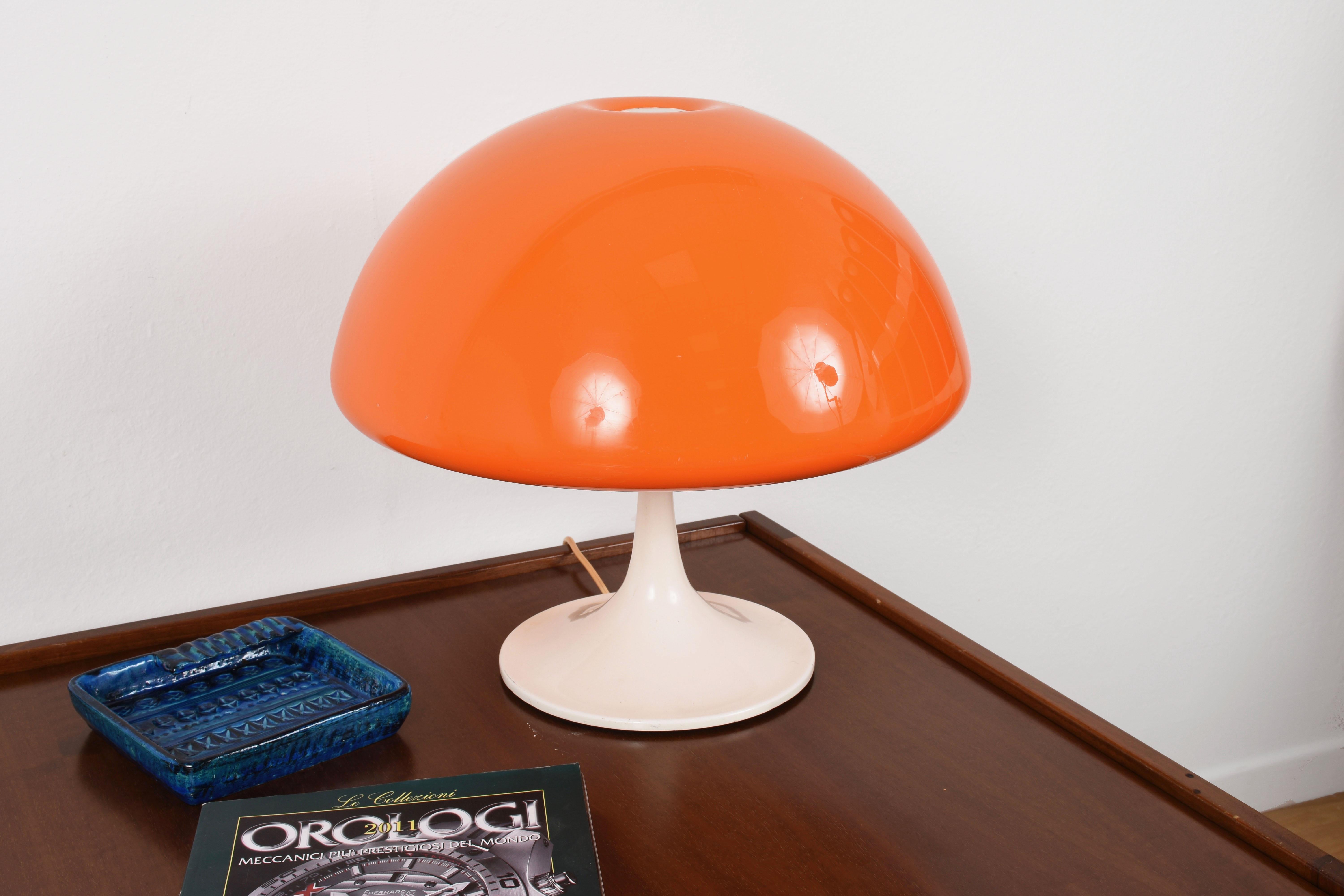 Mid-Century Modern Luigi Massoni.Pair of Harvey Guzzini Toledo Table Lamp Italy 1960s Mushroom Lamp