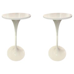 Pair of Tulip-Style Modernist Lacquered Pedestal Tables