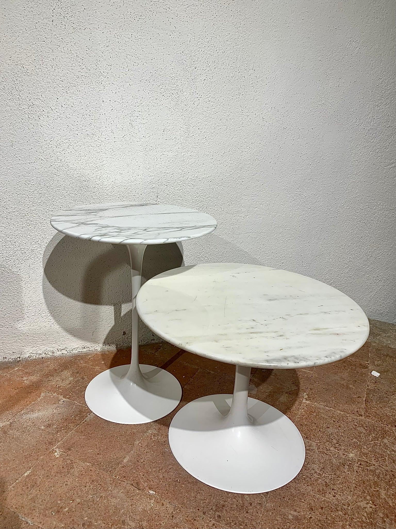 Marble Pair of Tulip Tables by Eero Saarinen for Knoll For Sale