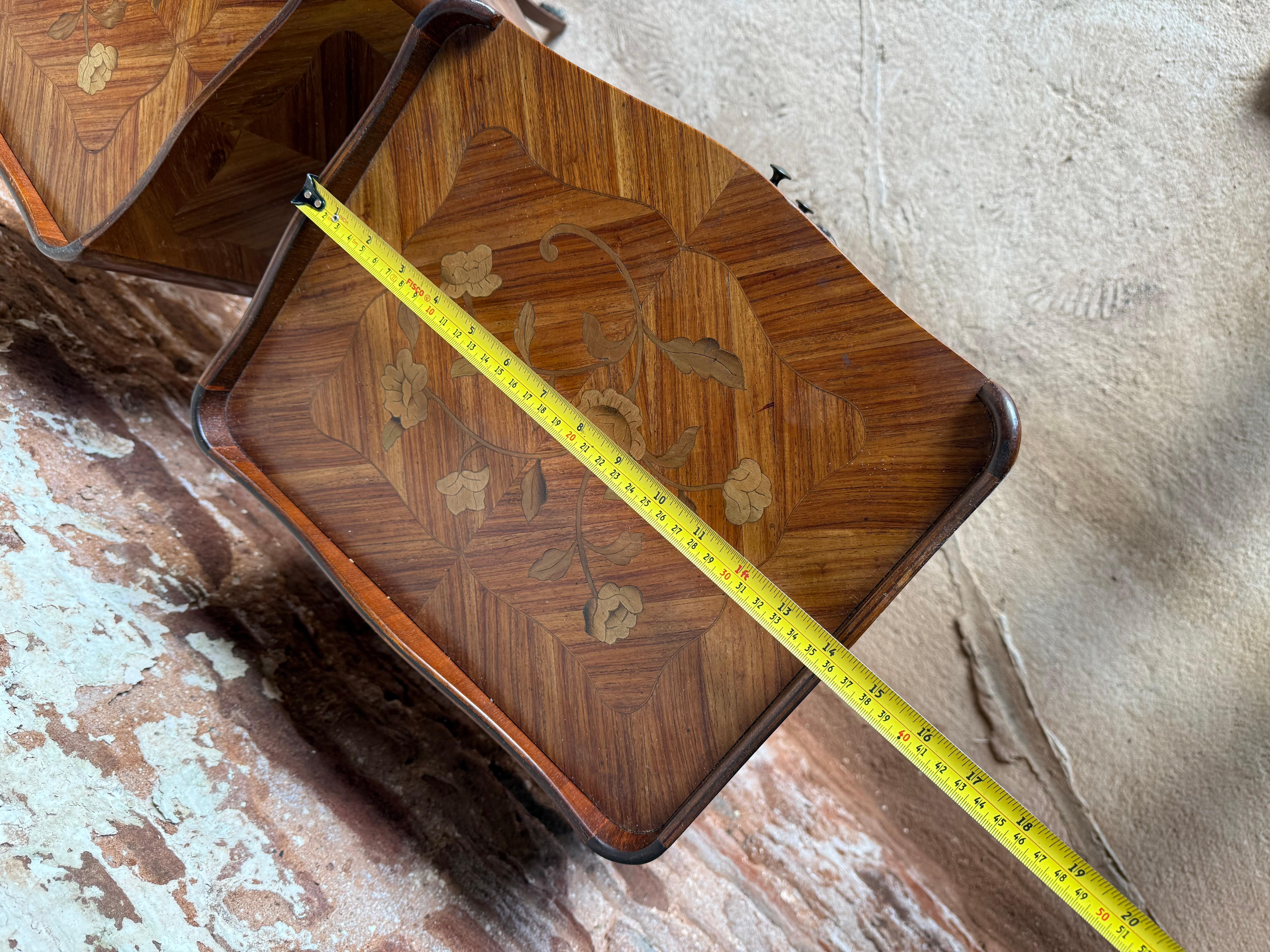 Coppia di comodini in legno di tulipano in vendita 5