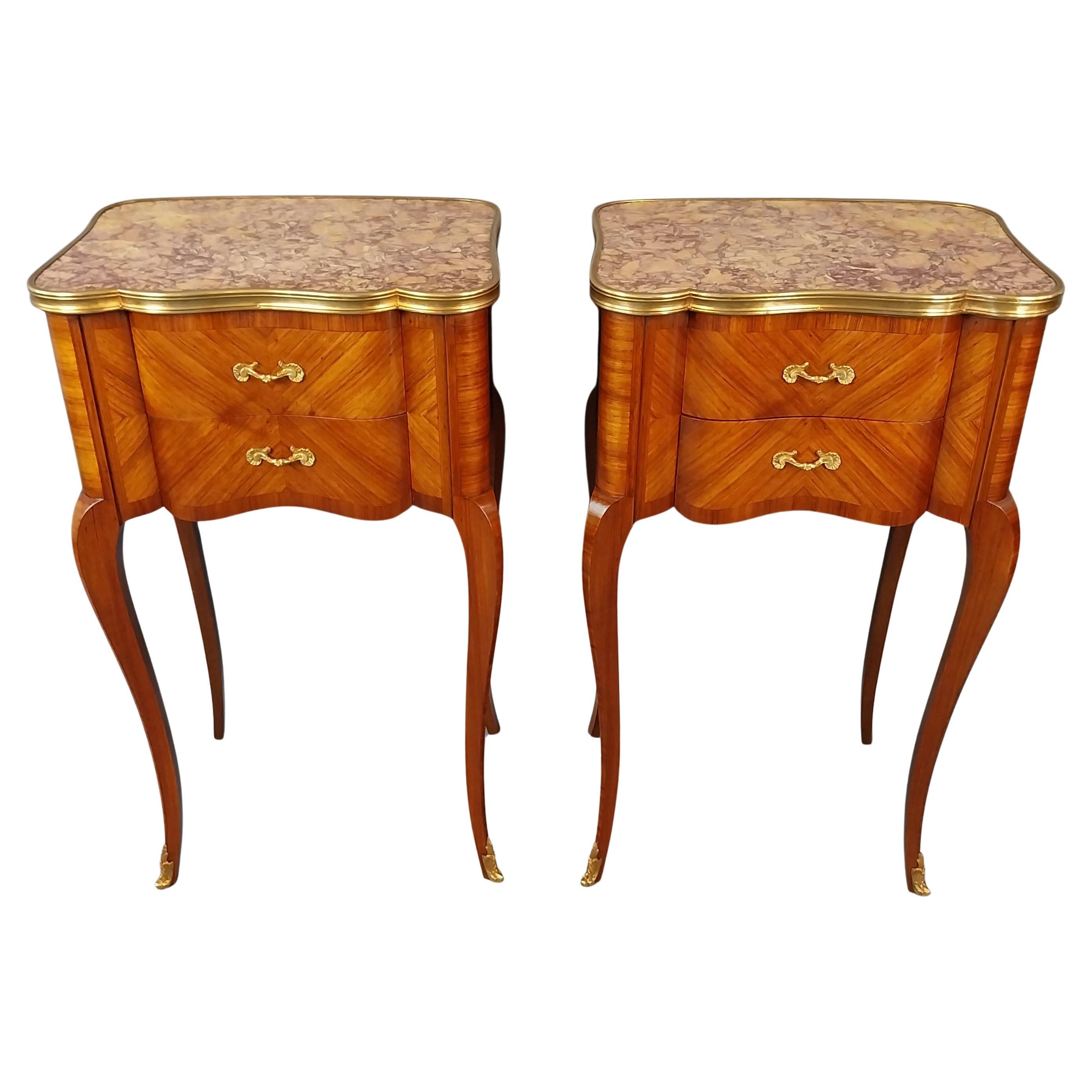 Pair of Tulipwood Bed Side Cabinets For Sale