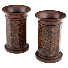 Pair of Tunbridge Ware Spill Vases Probably Burrows c1840
