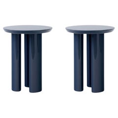 Ein Paar Tung JA3 Beistelltische aus Stahlblau, von John Astbury für &Tradition