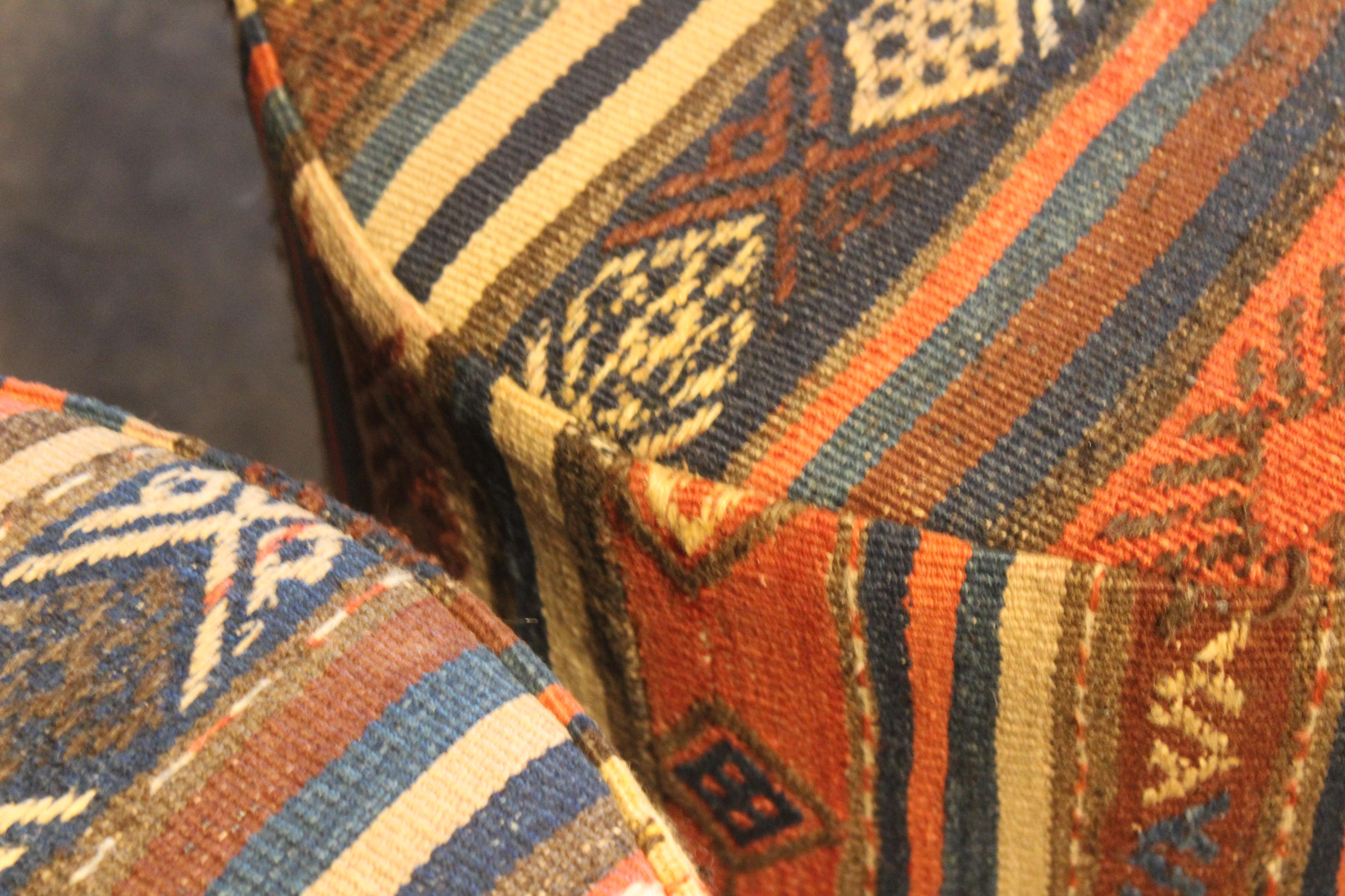 Pair of Turkish Kilim Stools, One Pair Available 7