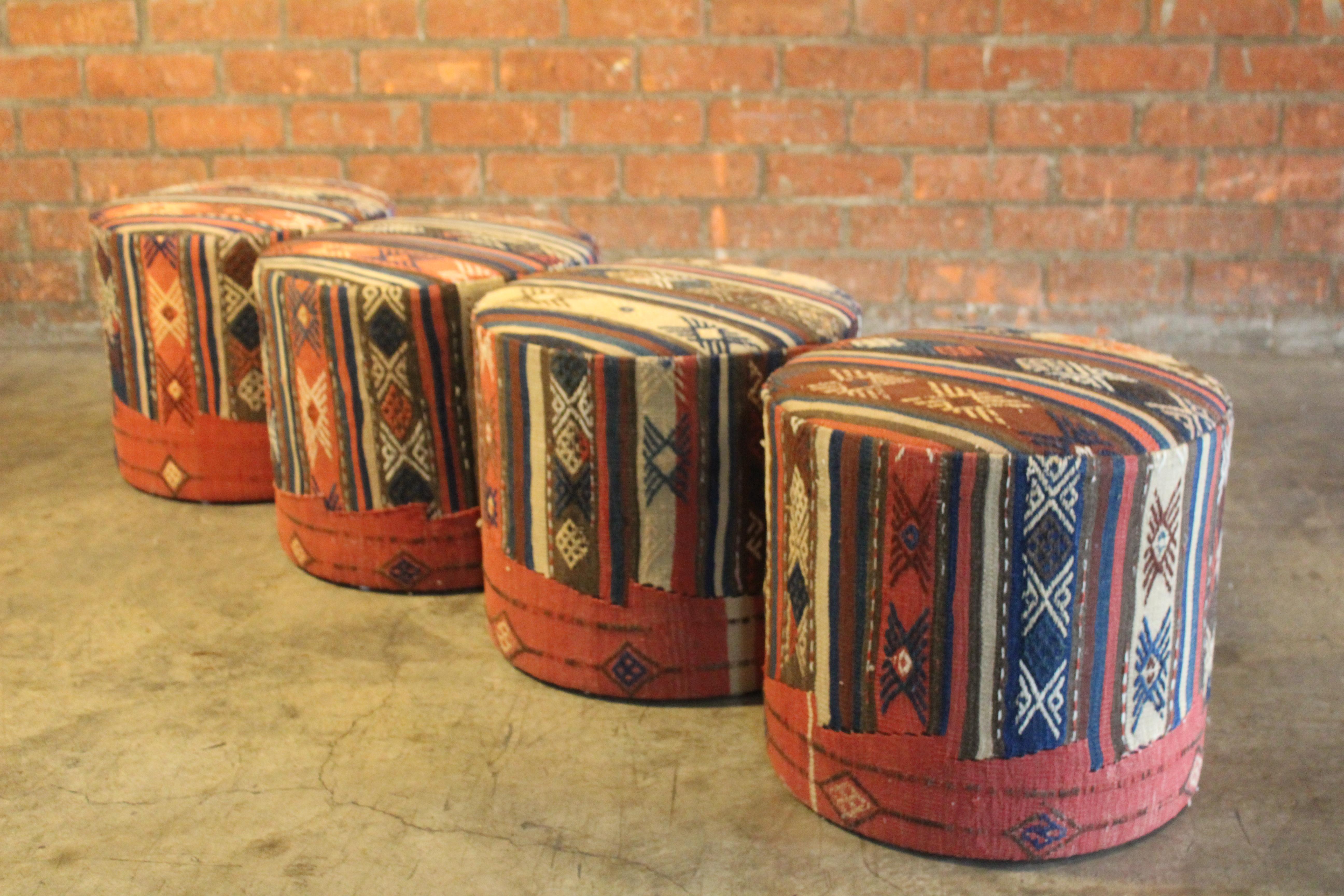 Pair of Turkish Kilim Stools, One Pair Available 8