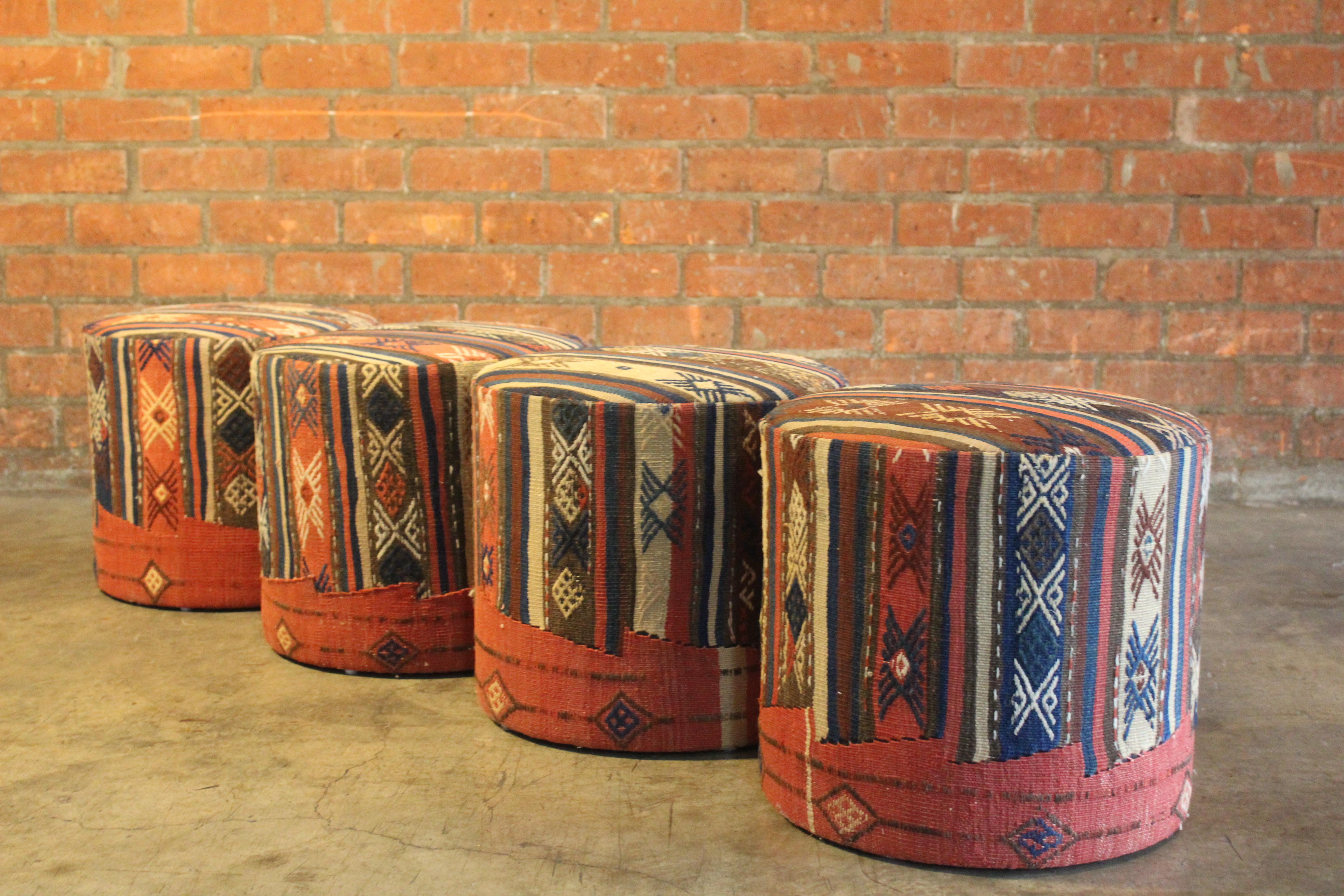 Pair of Turkish Kilim Stools, One Pair Available 10