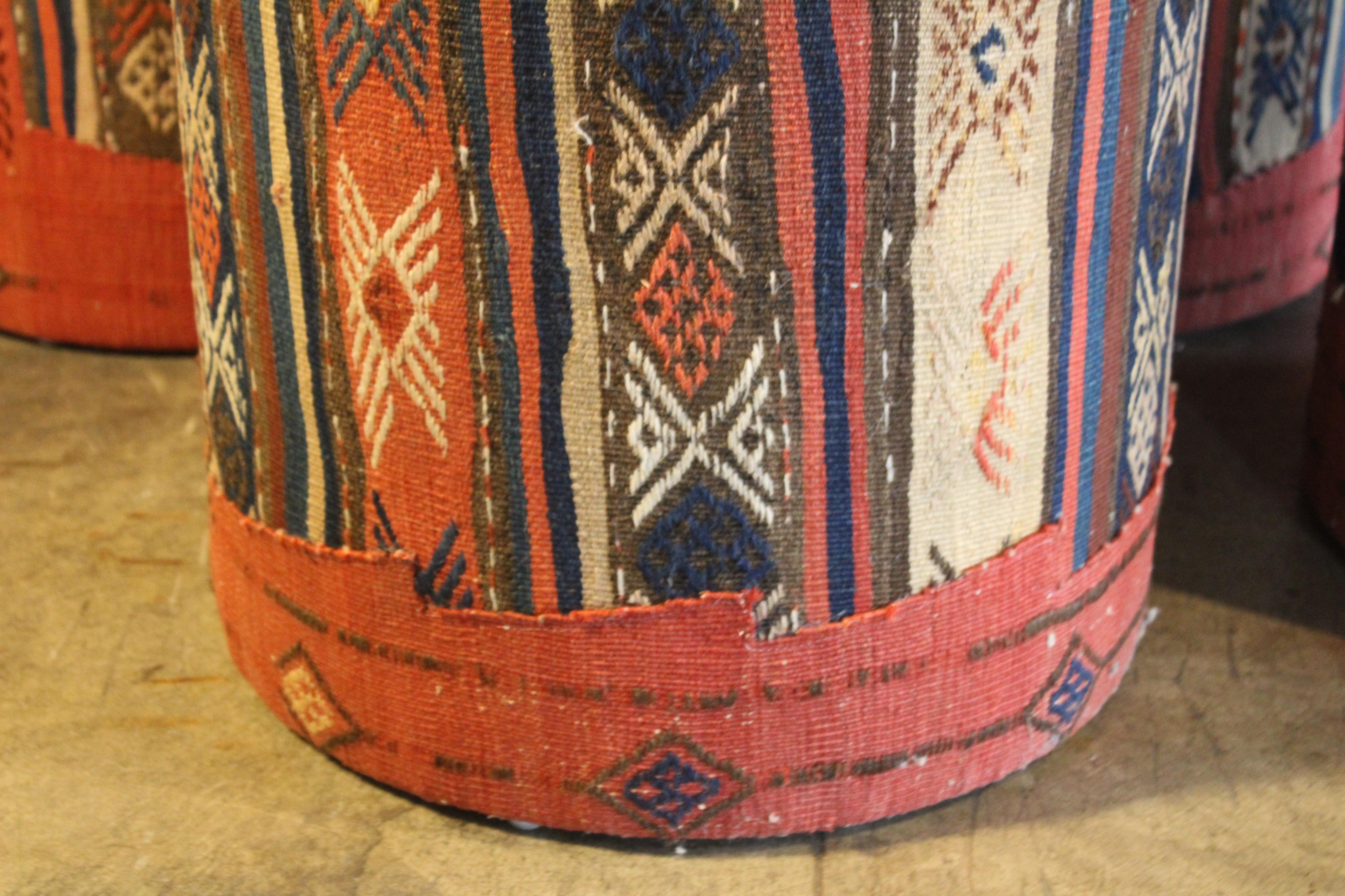 Pair of Turkish Kilim Stools, One Pair Available 1