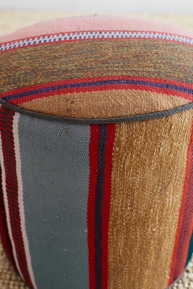 Pair of Turkish Kilim Striped Pouf Ottomans at 1stDibs kilim pouf ottoman