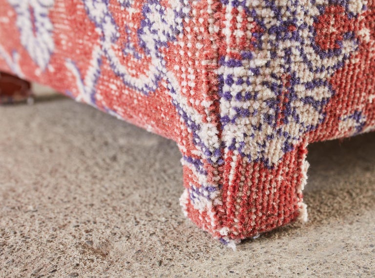 Pair of Turkish Kilim Style Rug Footstool Ottoman Poufs at 1stDibs