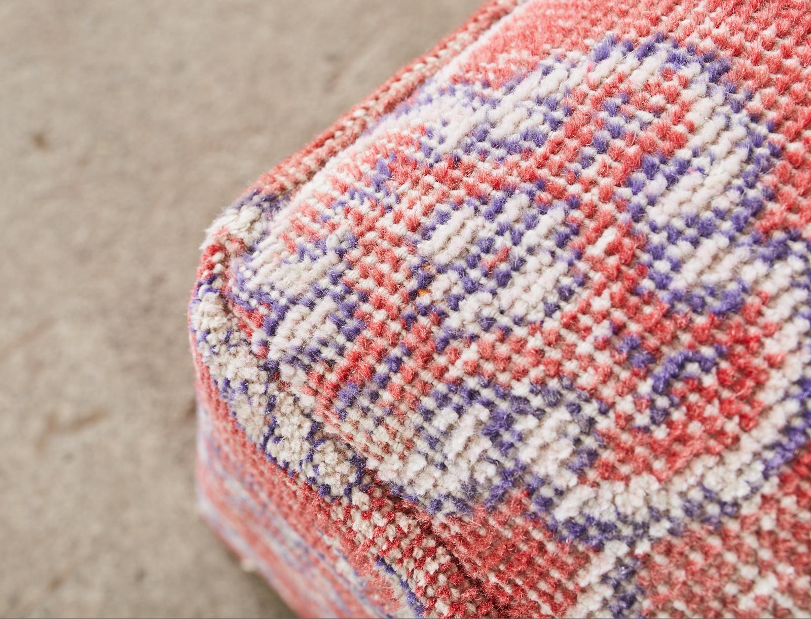 Pair of Turkish Kilim Style Rug Footstool Ottoman Poufs 4