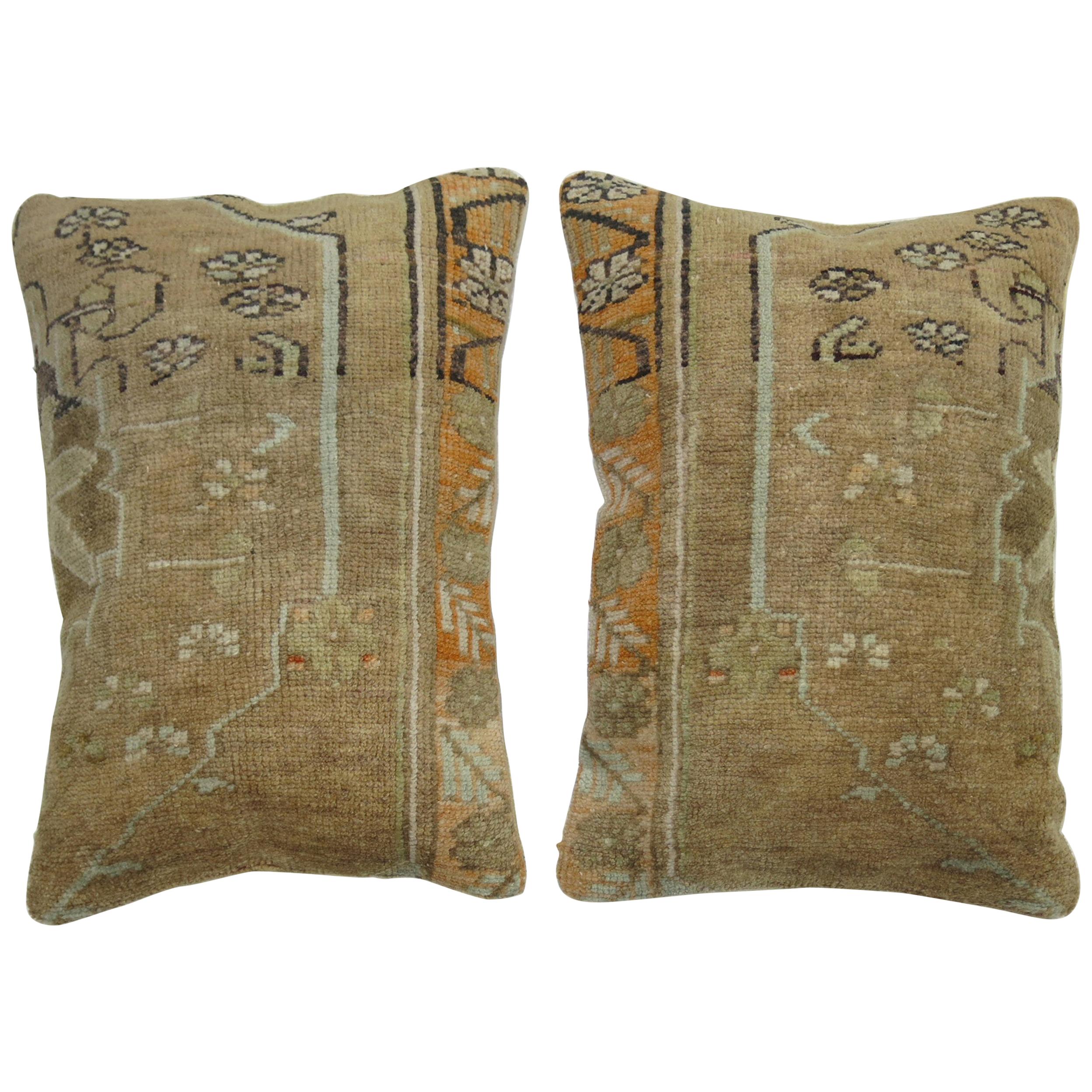 Pair of Turkish Oushak Rug Pillows
