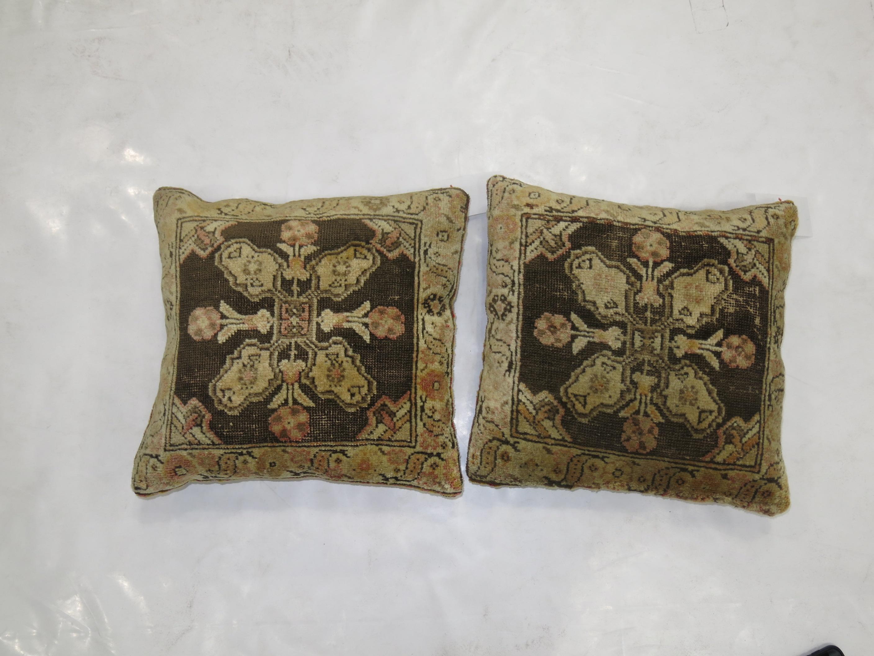 Agra Pair of Turkish Rug Pillows For Sale