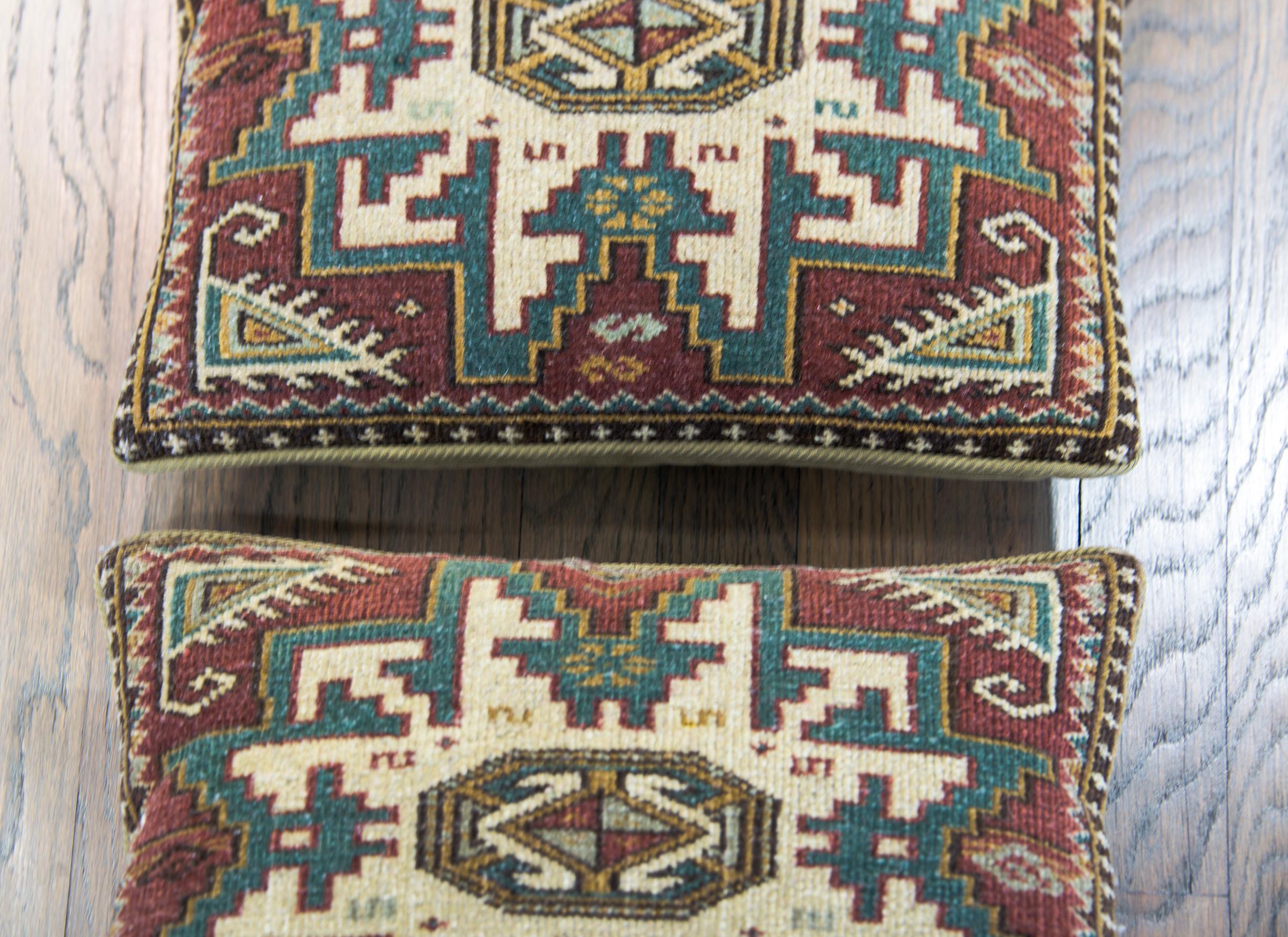 20th Century Pair of Turkish Rug Pillows For Sale