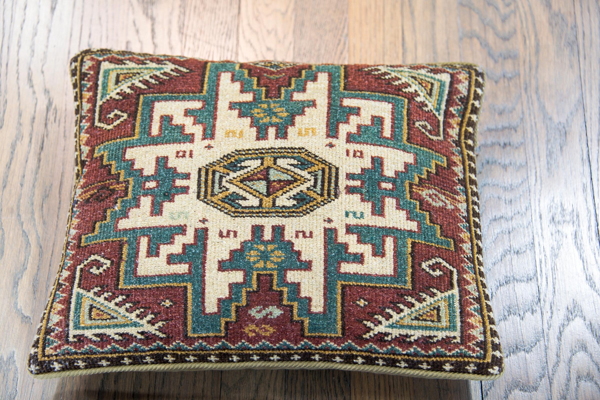Wool Pair of Turkish Rug Pillows For Sale