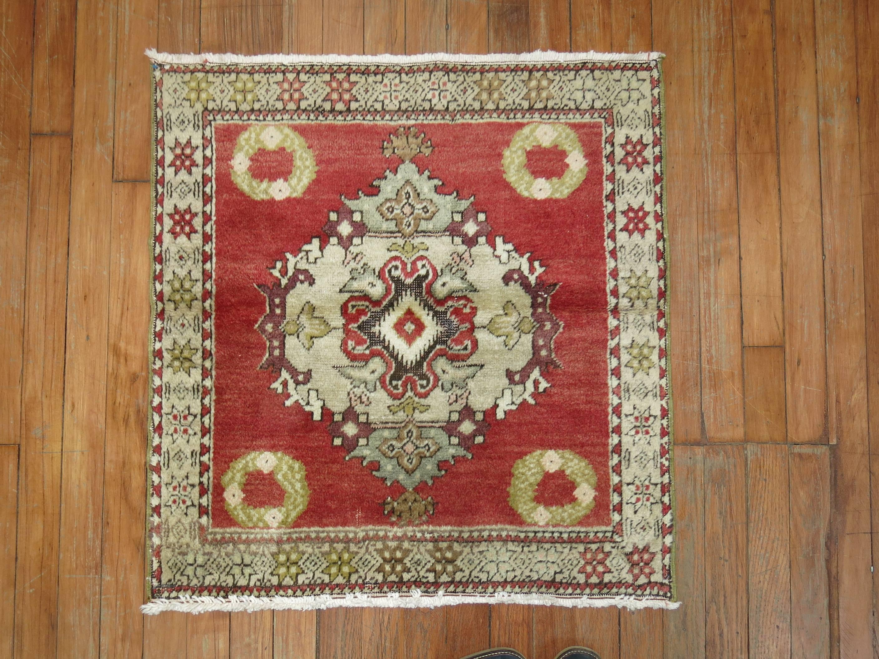 A matching pair of one-of-a-kind Turkish Sivas rugs from the middle of the 20th century. 
Each measuring 28