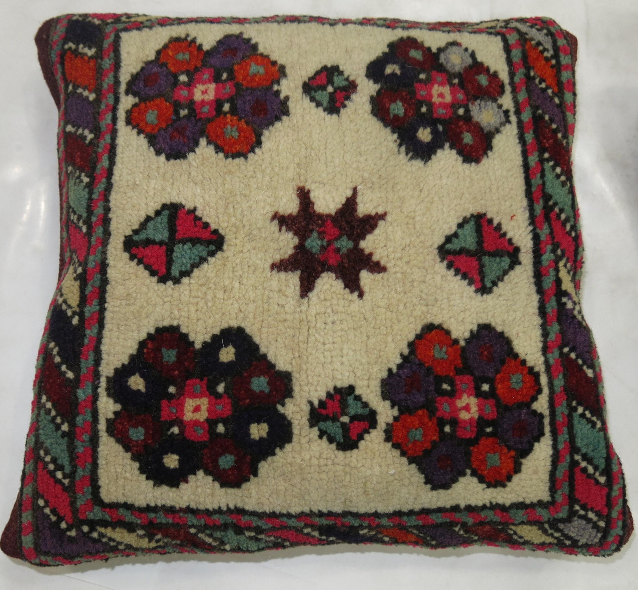 Asian Pair of Turkish Village Rug Pillows For Sale