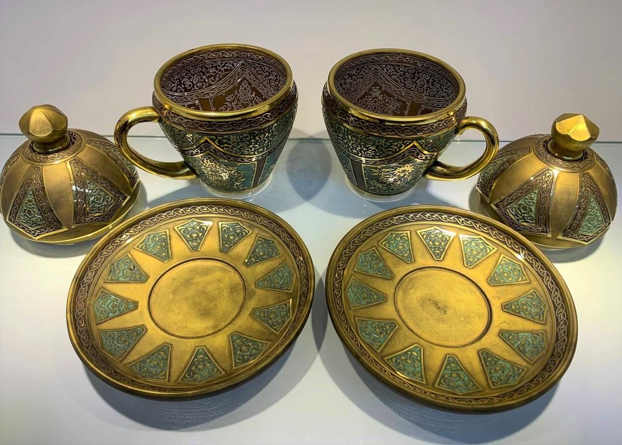 20th Century Pair of Turksih Islamic Gilt Glass Cups For Sale