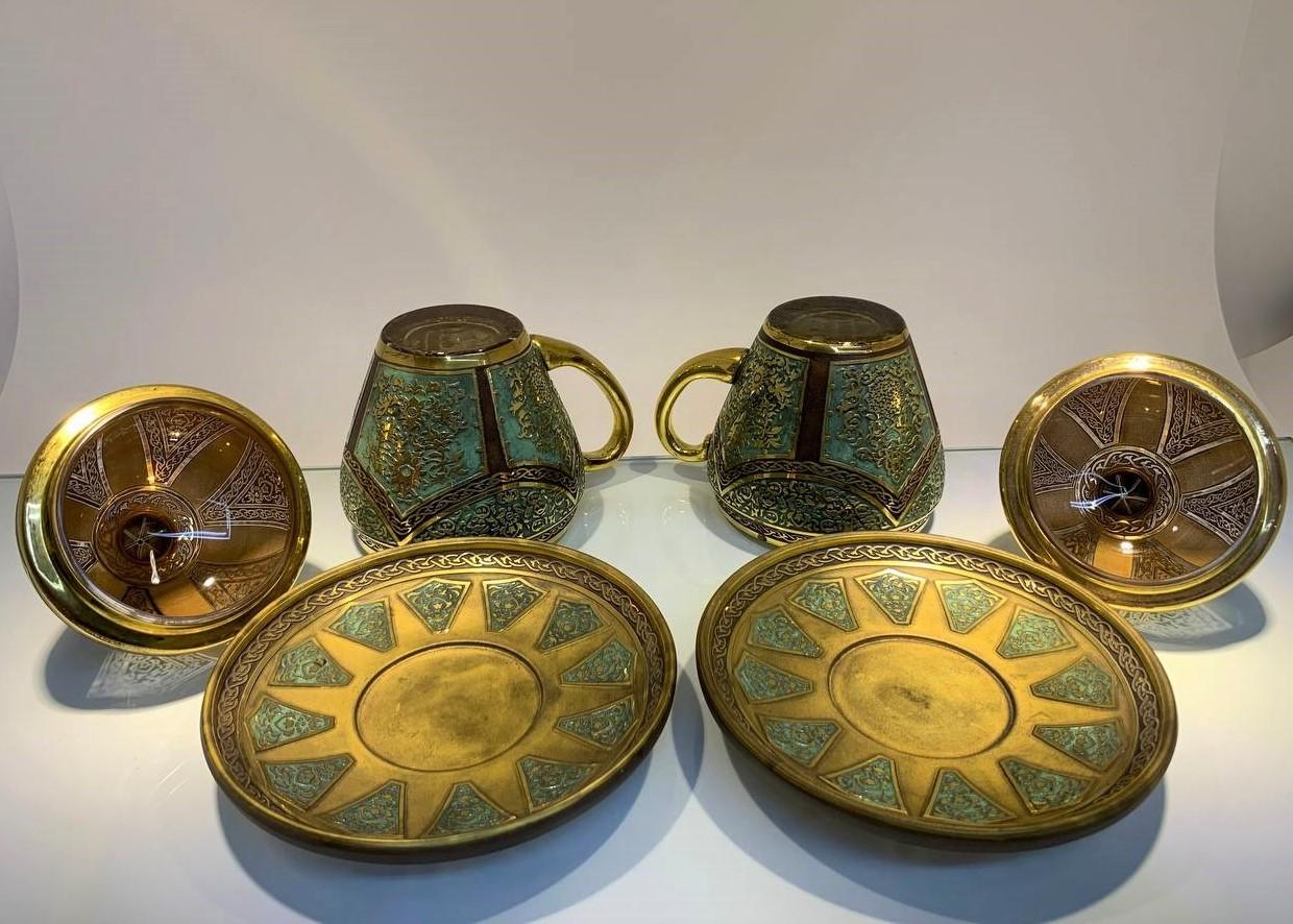 Pair of Turksih Islamic Gilt Glass Cups For Sale 1
