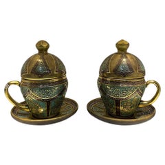 Vintage Pair of Turksih Islamic Gilt Glass Cups