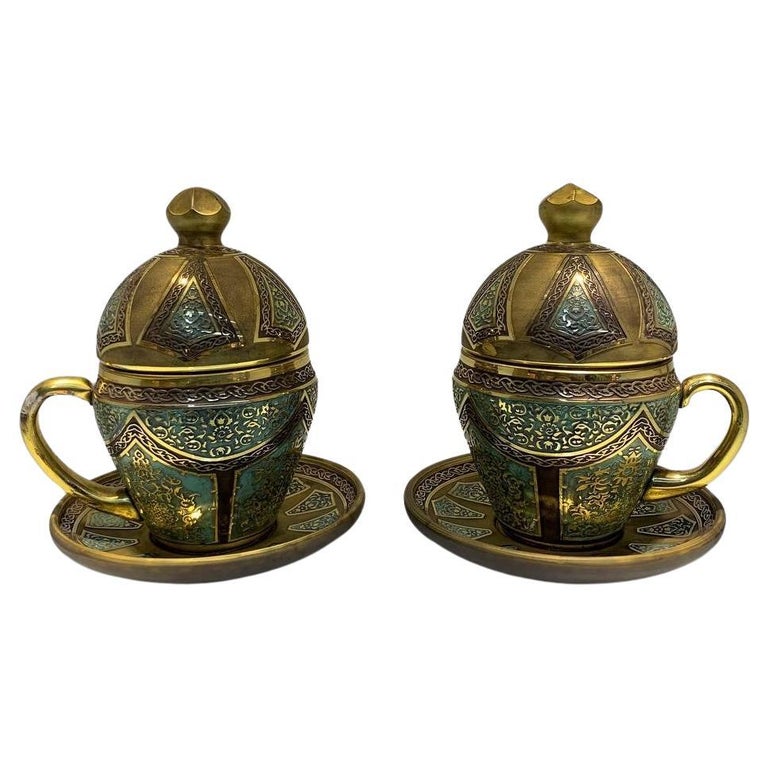 Pair of Turksih Islamic Gilt Glass Cups For Sale at 1stDibs