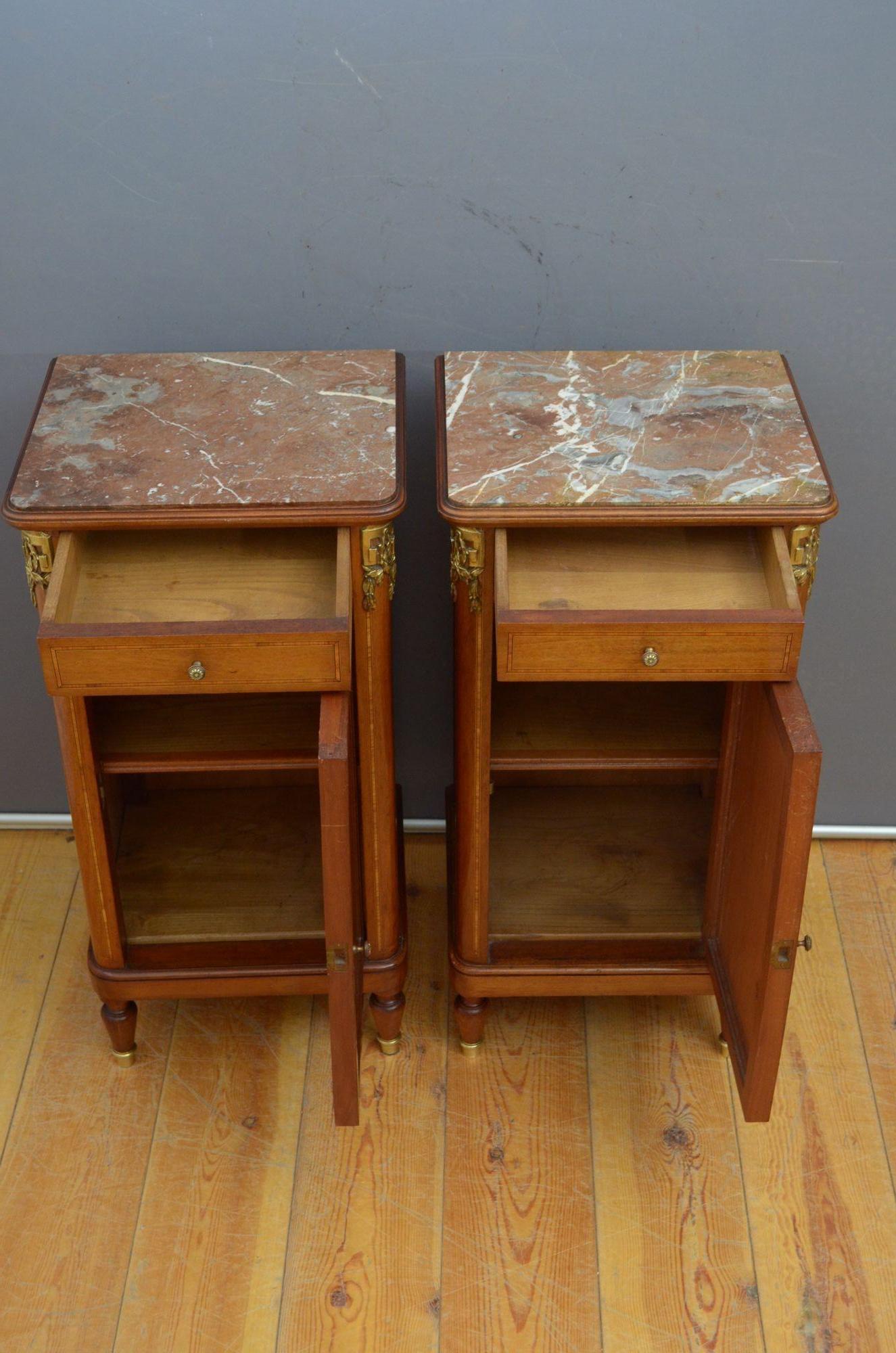 Pair of Turn of the Century Bedside Cabinets in Mahogany In Good Condition For Sale In Whaley Bridge, GB