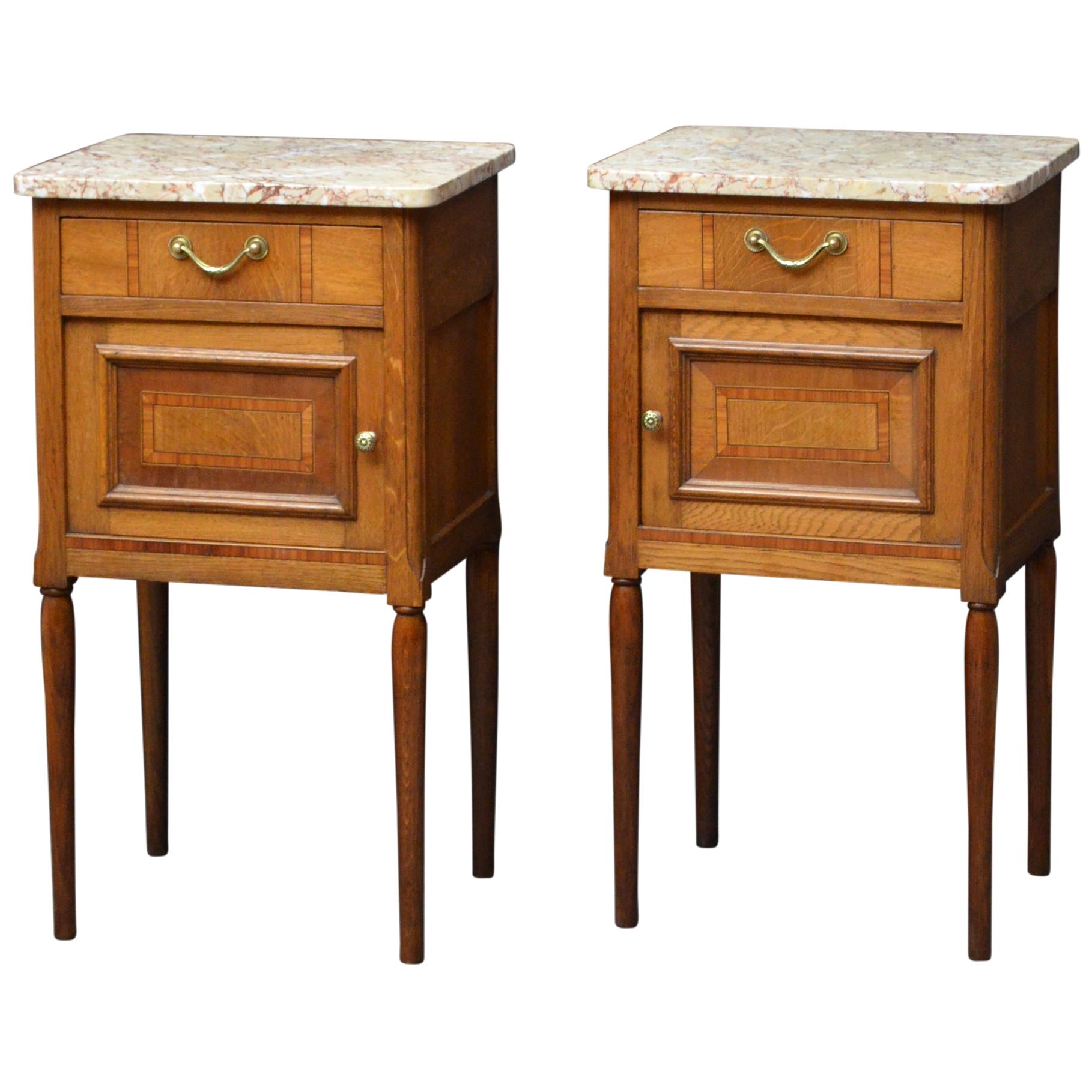 Pair of Turn of the Century Bedside Cabinets in Oak