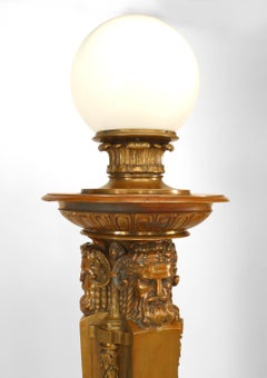 Pair of American Victorian Neo-Classical Bronze Torchieres